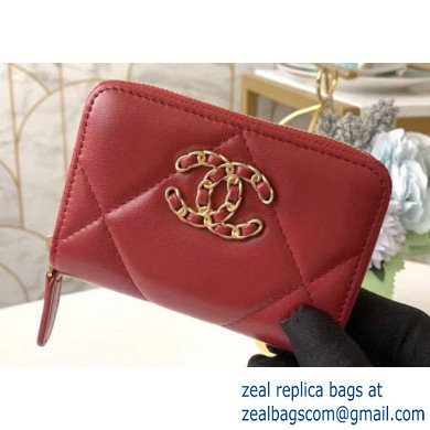 Chanel 19 Leather Zipped Coin Purse AP0949 Red 2020