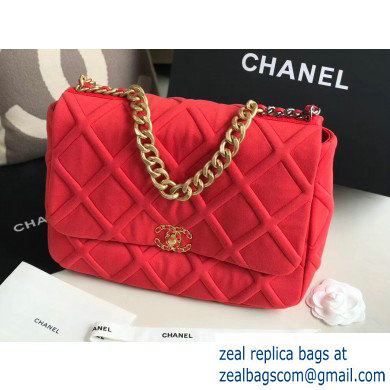 Chanel 19 Maxi Jersey Flap Bag AS1162 Red 2020