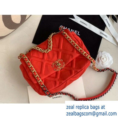 Chanel 19 Small Jersey Flap Bag AS1160 Red 2020