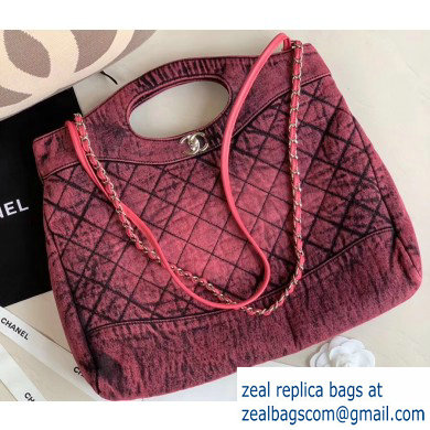 Chanel 31 Denim Large Shopping Bag AS1408 Fuchsia 2020