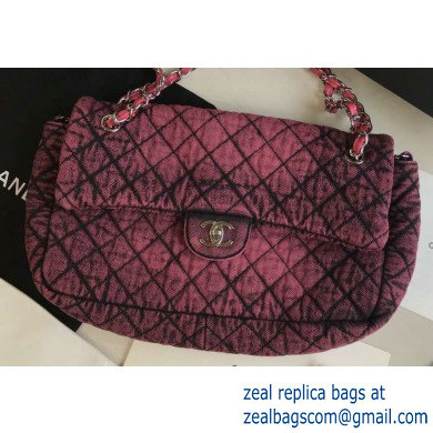 Chanel Denim Large Classic Flap Bag Fuchsia 2020