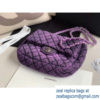 Chanel Denim Mini Classic Flap Bag Purple 2020