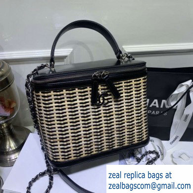 Chanel Rattan Basket Large Vanity Case Bag AS1347 Black 2020
