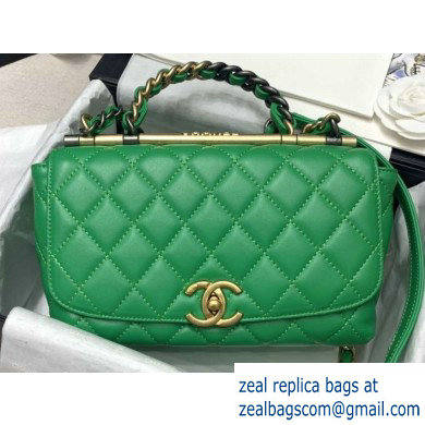 Chanel Small Frame Flap Bag with Chain Top Handle AS1749 Green 2020