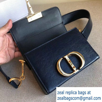 Dior 30 Montaigne Box Bag In Shiny Crackled Lambskin Dark Blue with CD Clasp 2020