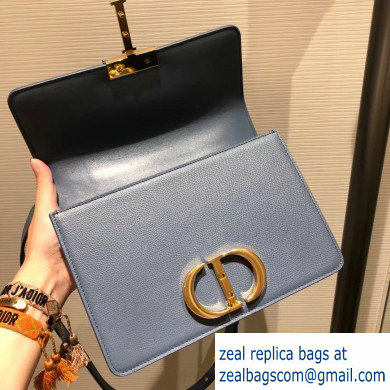 Dior 30 Montaigne Flap Bag in Grained Calfskin Denim Blue and CD Clasp 2020