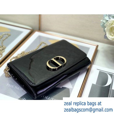 Dior 30 Montaigne Patent Calfskin Wallet on Chain Bag Black 2020
