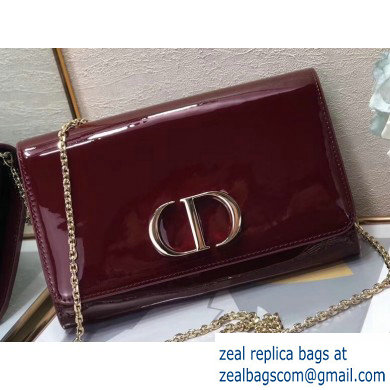 Dior 30 Montaigne Patent Calfskin Wallet on Chain Bag Burgundy 2020