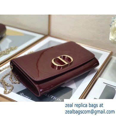 Dior 30 Montaigne Patent Calfskin Wallet on Chain Bag Burgundy 2020