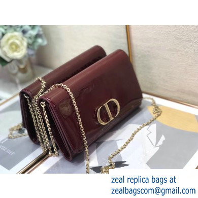 Dior 30 Montaigne Patent Calfskin Wallet on Chain Bag Burgundy 2020 - Click Image to Close