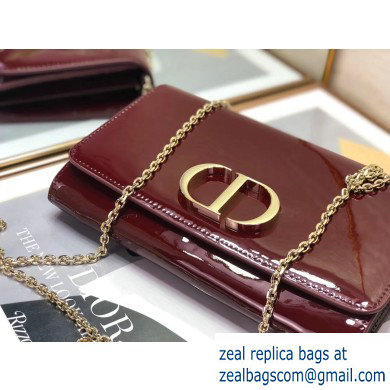 Dior 30 Montaigne Patent Calfskin Wallet on Chain Bag Burgundy 2020