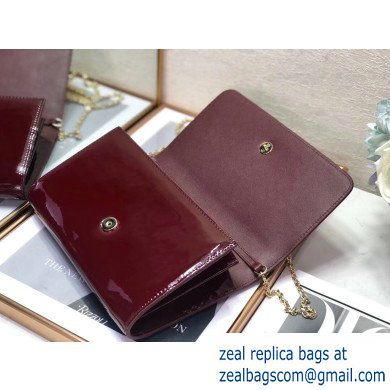 Dior 30 Montaigne Patent Calfskin Wallet on Chain Bag Burgundy 2020