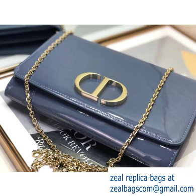Dior 30 Montaigne Patent Calfskin Wallet on Chain Bag Denim Blue 2020 - Click Image to Close