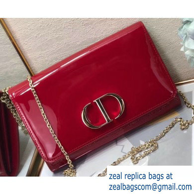 Dior 30 Montaigne Patent Calfskin Wallet on Chain Bag Red 2020