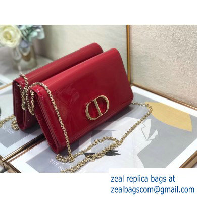 Dior 30 Montaigne Patent Calfskin Wallet on Chain Bag Red 2020