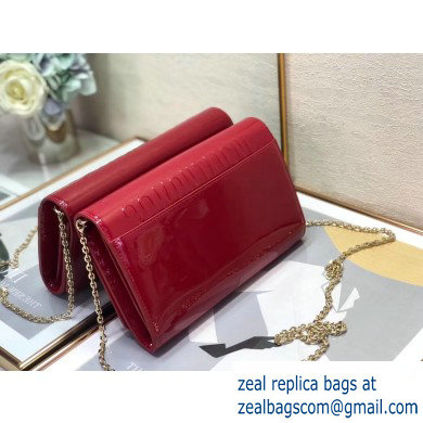 Dior 30 Montaigne Patent Calfskin Wallet on Chain Bag Red 2020