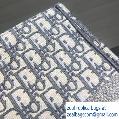 Dior Book Tote Bag Gray in Oblique Embroidery 2020