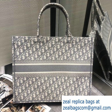 Dior Book Tote Bag Gray in Oblique Embroidery 2020 - Click Image to Close