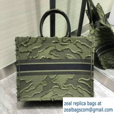 Dior Book Tote Bag in Camouflage Embroidered Canvas Green 2020