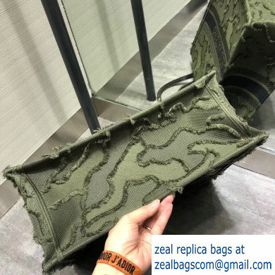 Dior Book Tote Bag in Camouflage Embroidered Canvas Green 2020