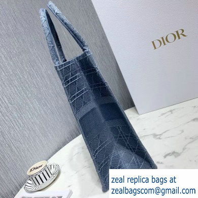 Dior Book Tote Bag in Embroidered Canvas Cannage Baby Blue 2020