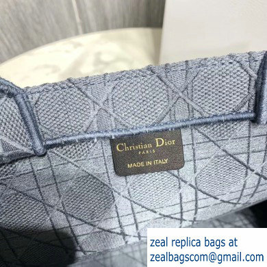 Dior Book Tote Bag in Embroidered Canvas Cannage Baby Blue 2020