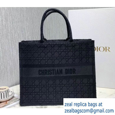 Dior Book Tote Bag in Embroidered Canvas Cannage Black 2020