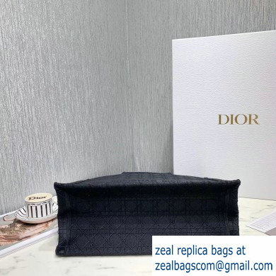 Dior Book Tote Bag in Embroidered Canvas Cannage Black 2020