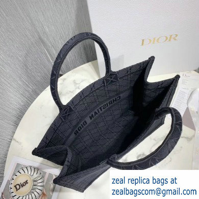 Dior Book Tote Bag in Embroidered Canvas Cannage Black 2020