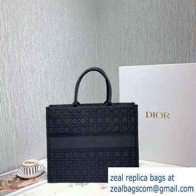 Dior Book Tote Bag in Embroidered Canvas Cannage Black 2020