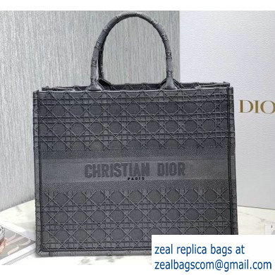 Dior Book Tote Bag in Embroidered Canvas Cannage Gray 2020