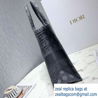 Dior Book Tote Bag in Embroidered Canvas Cannage Gray 2020 - Click Image to Close