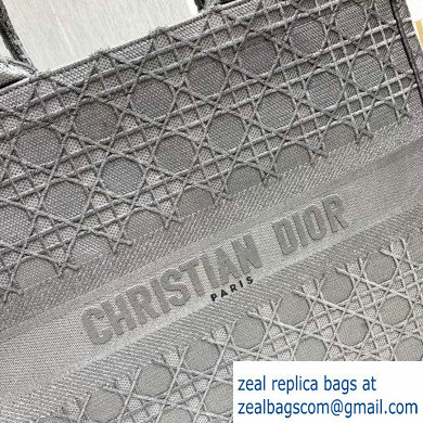 Dior Book Tote Bag in Embroidered Canvas Cannage Gray 2020