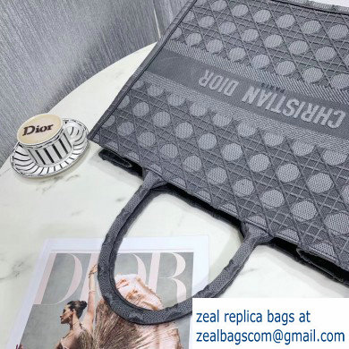 Dior Book Tote Bag in Embroidered Canvas Cannage Gray 2020