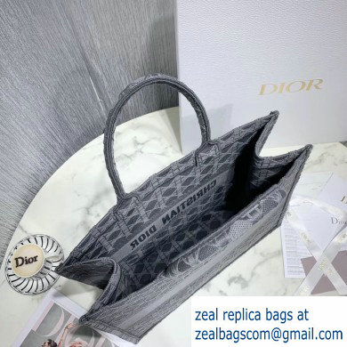 Dior Book Tote Bag in Embroidered Canvas Cannage Gray 2020 - Click Image to Close