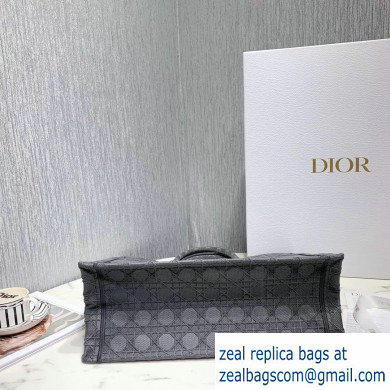 Dior Book Tote Bag in Embroidered Canvas Cannage Gray 2020