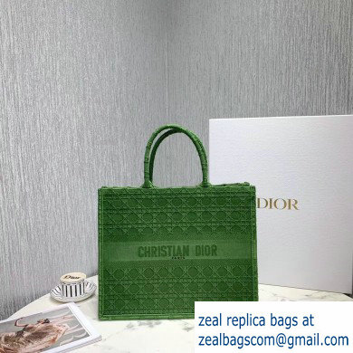 Dior Book Tote Bag in Embroidered Canvas Cannage Green 2020 - Click Image to Close