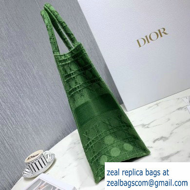 Dior Book Tote Bag in Embroidered Canvas Cannage Green 2020