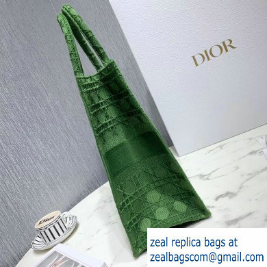 Dior Book Tote Bag in Embroidered Canvas Cannage Green 2020 - Click Image to Close