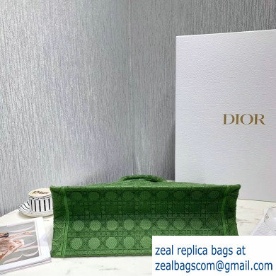 Dior Book Tote Bag in Embroidered Canvas Cannage Green 2020