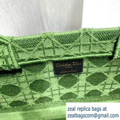 Dior Book Tote Bag in Embroidered Canvas Cannage Green 2020