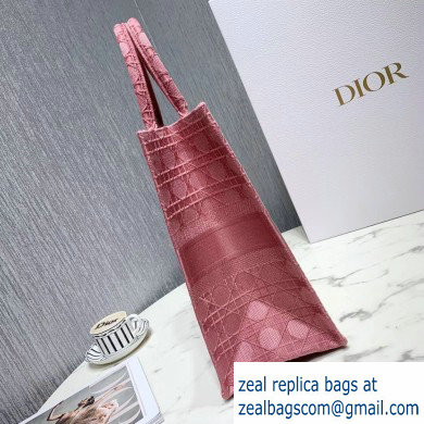 Dior Book Tote Bag in Embroidered Canvas Cannage Pink 2020 - Click Image to Close