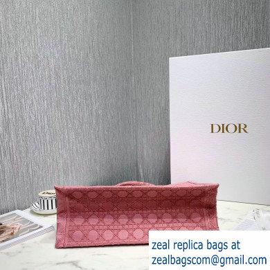 Dior Book Tote Bag in Embroidered Canvas Cannage Pink 2020 - Click Image to Close