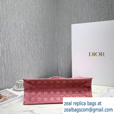 Dior Book Tote Bag in Embroidered Canvas Cannage Pink 2020