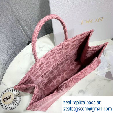 Dior Book Tote Bag in Embroidered Canvas Cannage Pink 2020 - Click Image to Close