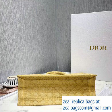 Dior Book Tote Bag in Embroidered Canvas Cannage Yellow 2020