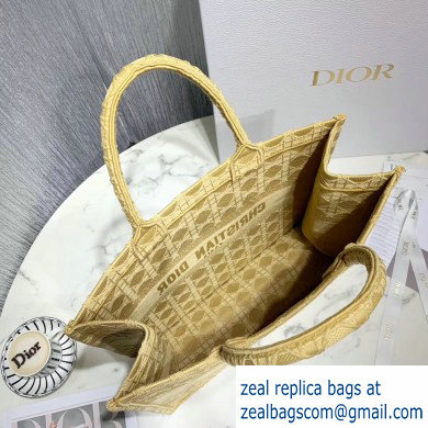 Dior Book Tote Bag in Embroidered Canvas Cannage Yellow 2020