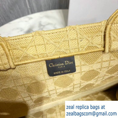 Dior Book Tote Bag in Embroidered Canvas Cannage Yellow 2020 - Click Image to Close