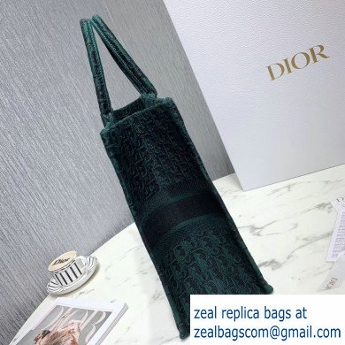 Dior Book Tote Bag in Embroidered Canvas Denim Oblique Green