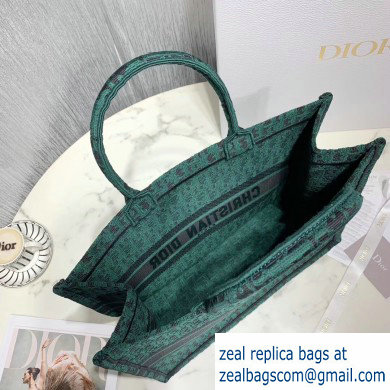 Dior Book Tote Bag in Embroidered Canvas Denim Oblique Green - Click Image to Close